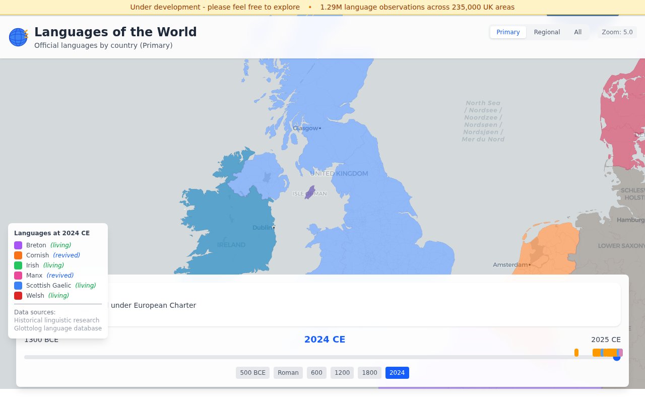 Languages Map — map view