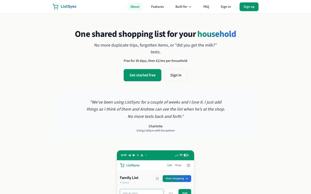ListSync — homepage