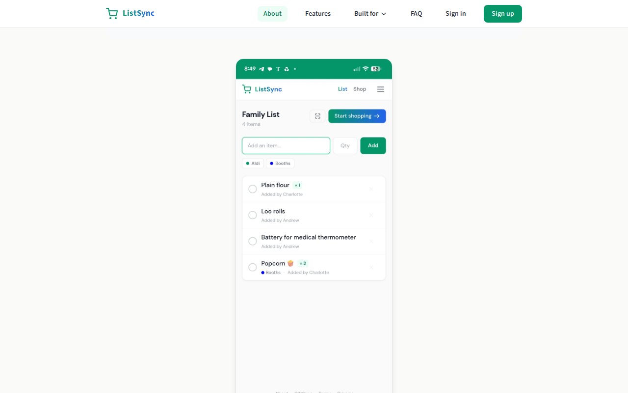 ListSync — features